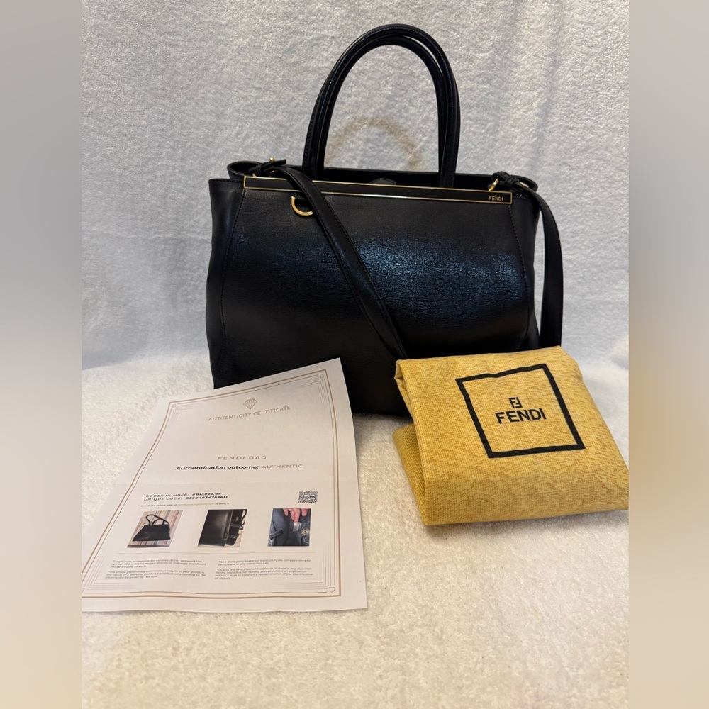 Fendi 2Jours Black Leather shoulder bag, with COA and dust bag.